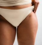 Front view of Pretty Kitty Klub Briefkini cream bikini brief underwear in Crème Meow