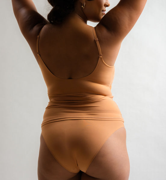 Rear view of Kitty Latte Briefkini and matching camisole by Pretty Kitty Klub