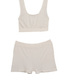 Flat-lay product image of Pretty Kitty Klub Comfy Kitty Set featuring a white sleeveless top and matching shorts.
